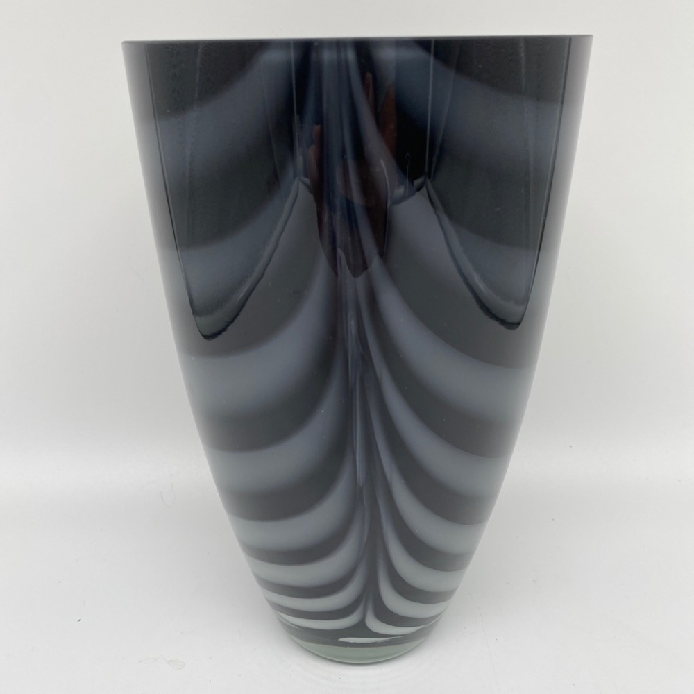 Art Glass Black Swirl Vase